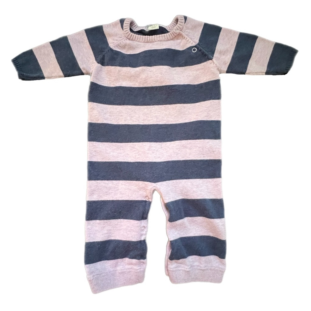 EGG New York Baby Striped Violet & Blue Kids Knit One Piece - 6-12M